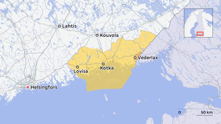 En karta som visar områden där man observerat svinpest hos vildsvin.