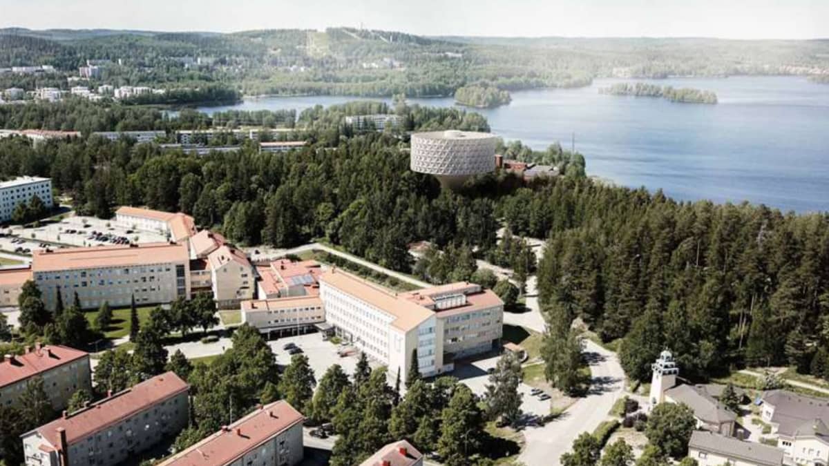 Havainnekuva ehdotuksesta "Albedo" Jyväskylän Taulumäen vesitornin ideakilpailuun.