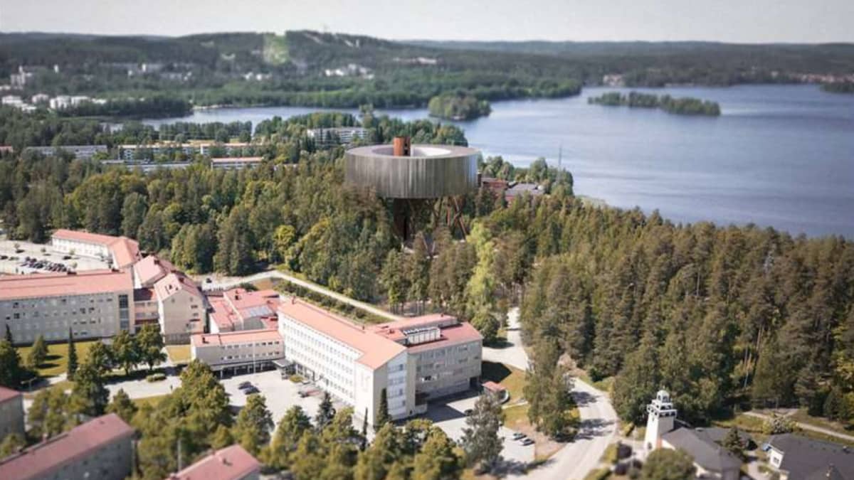 Havainnekuva ehdotuksesta "Iltasoitto" Jyväskylän Taulumäen vesitornin ideakilpailuun.