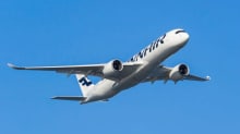 Finnairplan i luften. 
