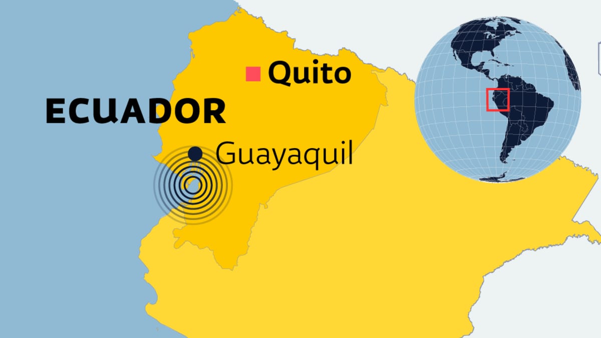 Kartta maanjäristyksestä Ecuadorissa 18. maaliskuuta 2023.