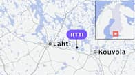 A map depicting Helsinki, Lahti and Iitti.
