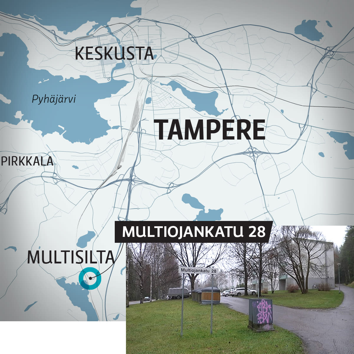 Kartta Tampereen Multisillasta