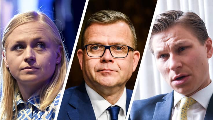 Elina Valtonen, Petteri Orpo ja Antti Häkkänen.