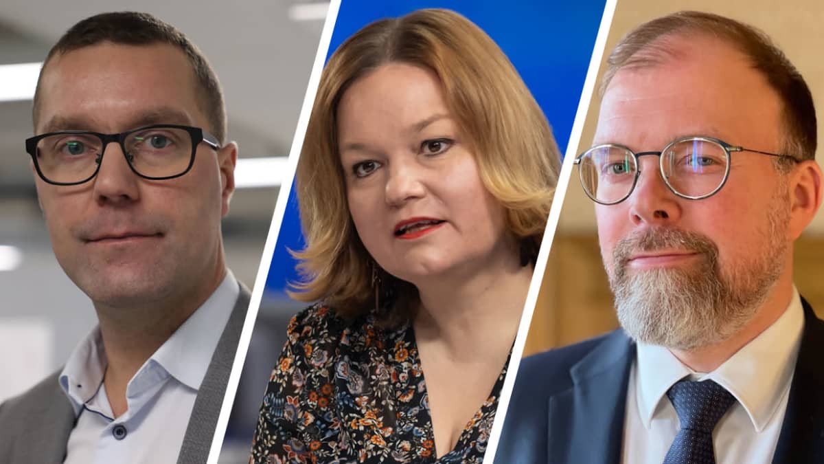 Lauri Inna, Krista Kiuru ja Lauri Kilkku yhdistelmäkuvassa, loppusuoralla olevat Porin kaupunginjohtajaehdokkaat.