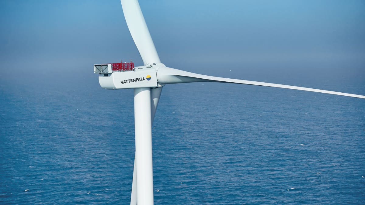 The Horns Rev 3 wind farm in the North Sea, 25-40 km off the Danish coast.