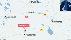 Kartalle on merkitty kolaripaikka Kärsämäen pohjoispuolelle.