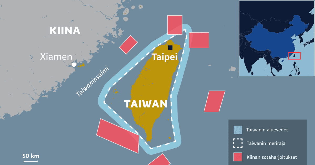 Taiwan pyytää kansainvälistä yhteisöä tuomitsemaan Kiinan sotaharjoitukset  – ballistisia ohjuksia lensi myös Japanin talousvyöhykkeelle
