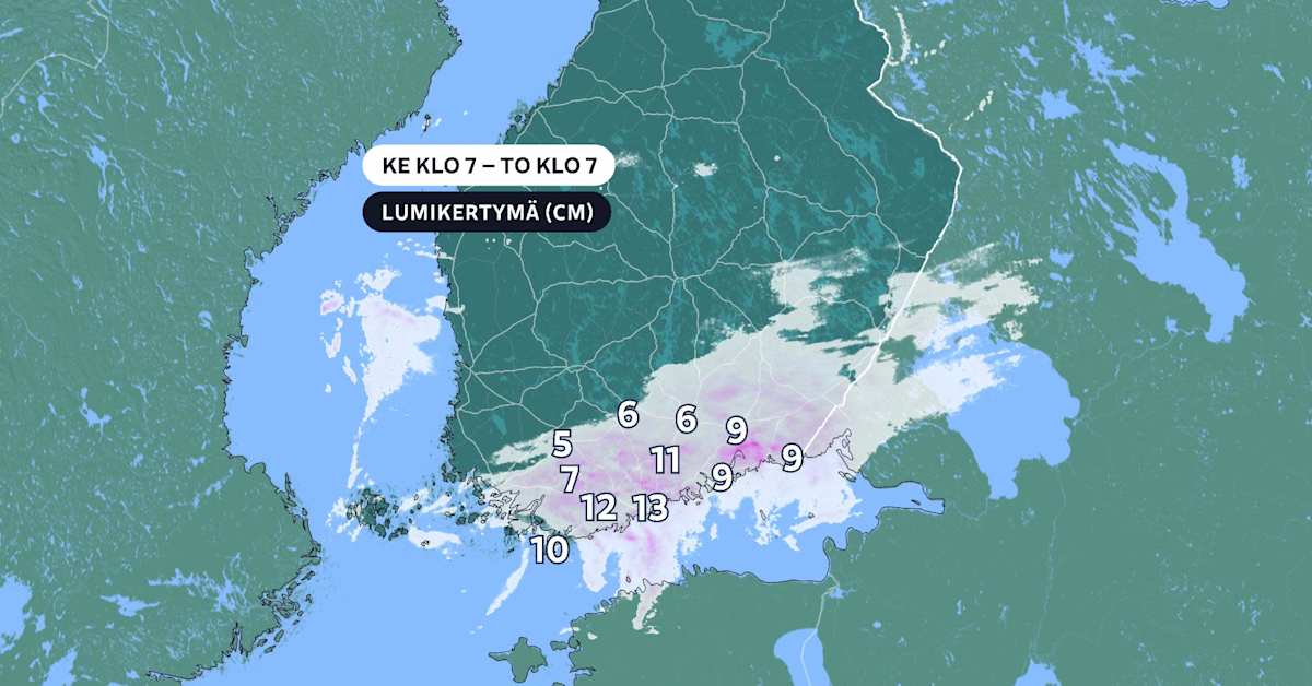 Etelä-Suomessa huono ajokeli – lunta tullut jopa 10 senttimetriä