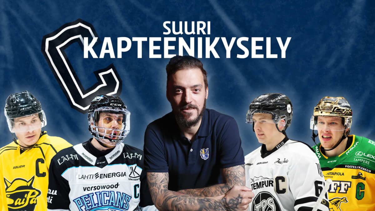 SM-lliga joukkueiden kapteenit SaiPasta, Pelicansista, Jukureista, TPS:stä ja Ilveksestä