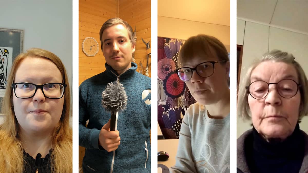 Kuvassa on inarin- ja koltansaamea puhuvia ihmisiä, jotka kommentoivat vähemmistökieliensä nykytilaa.