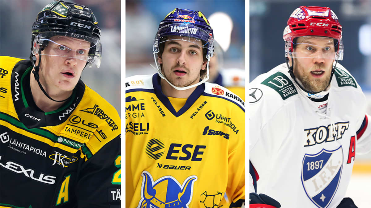 Jääkiekkoilijat Tommi Tikka, Niko Huuhtanen ja Ilari Melart.