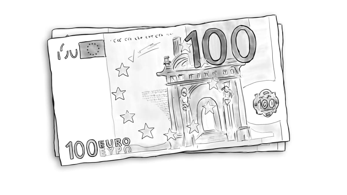Piirros 100 euron setelistä.