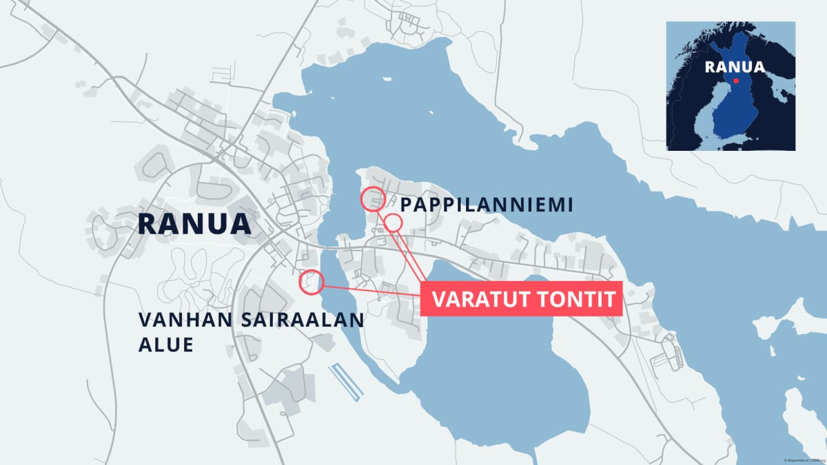 Kartta Ranuan kunnan tonttivarauksista.
