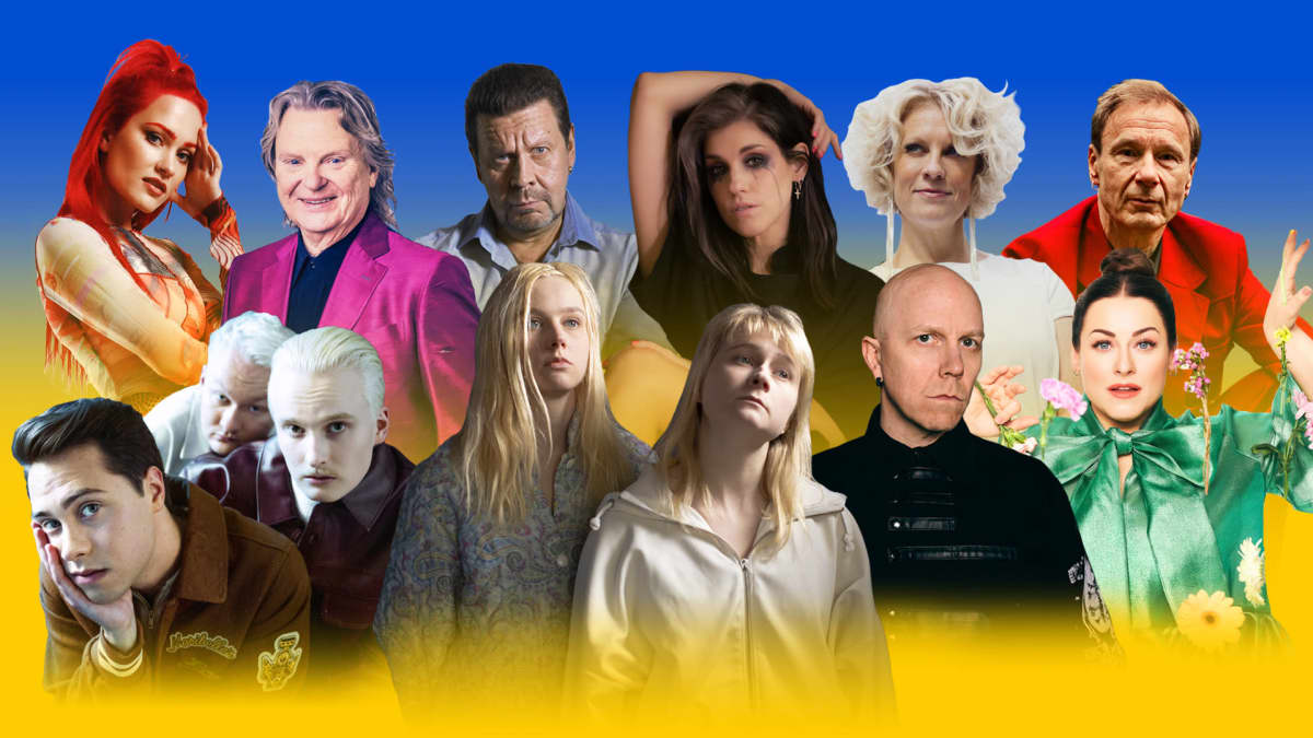 Apua Ukrainaan - Suuri tukikonsertti 2 artistit kuvakollaasissa