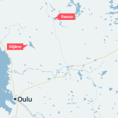 Oulu, Oijärvi ja Ranua karttagrafiikassa.