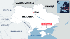 Kartalla Melitopolin kaupunki Ukrainassa.