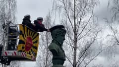 Oulu yliopiston Humanistinen Kilta lakittaa Franzen patsaan vappuaattoona 30.4.2022