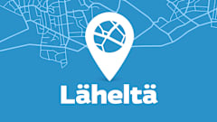 Placeholder-kuvituskuva, jossa on sininen kartta ja teksti: Läheltä.