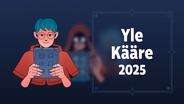 Kuvassa Yle Kääre 2025 hahmo nimeltä uutisseikkailija.