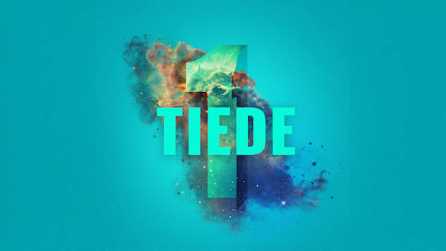 Tiede-sanan takana on iso numero yksi sekä universumin tähtisumua. Kuvakoko 16x9.