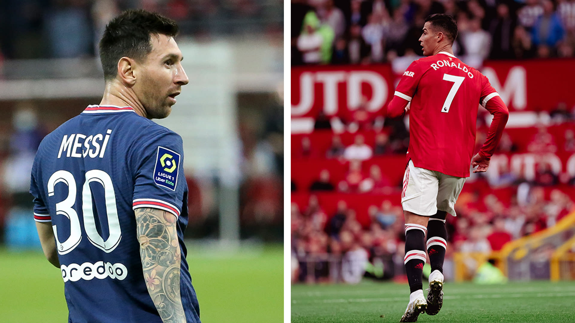 Lionel Messi pelinumerolla 30 ja Cristiano Ronaldo pelinumerolla 7