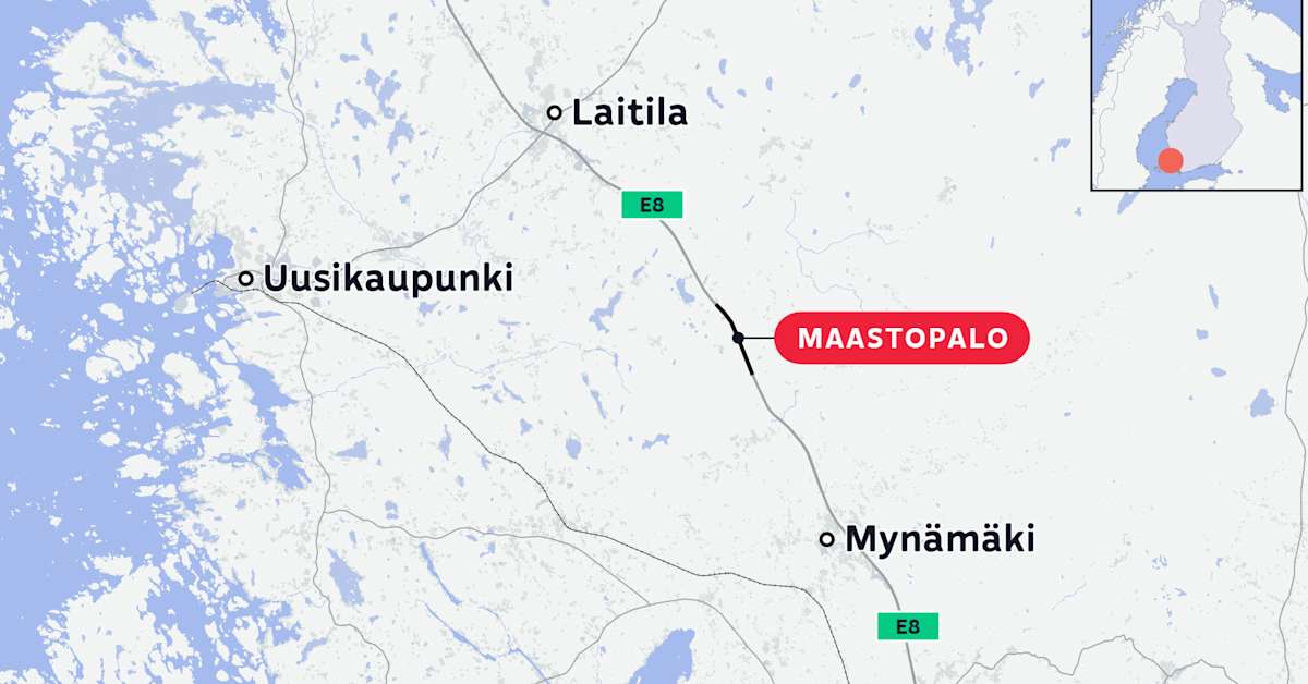 Tienpientareelle heitetty tupakantumppi sytytti maastopalon Laitilassa – yksi ajokaista oli suljettu savun takia
