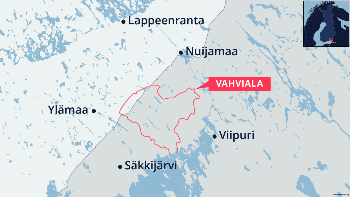 Karjalassa sijaitsevan Vahvialan kunnan raja vuodelta 1948.