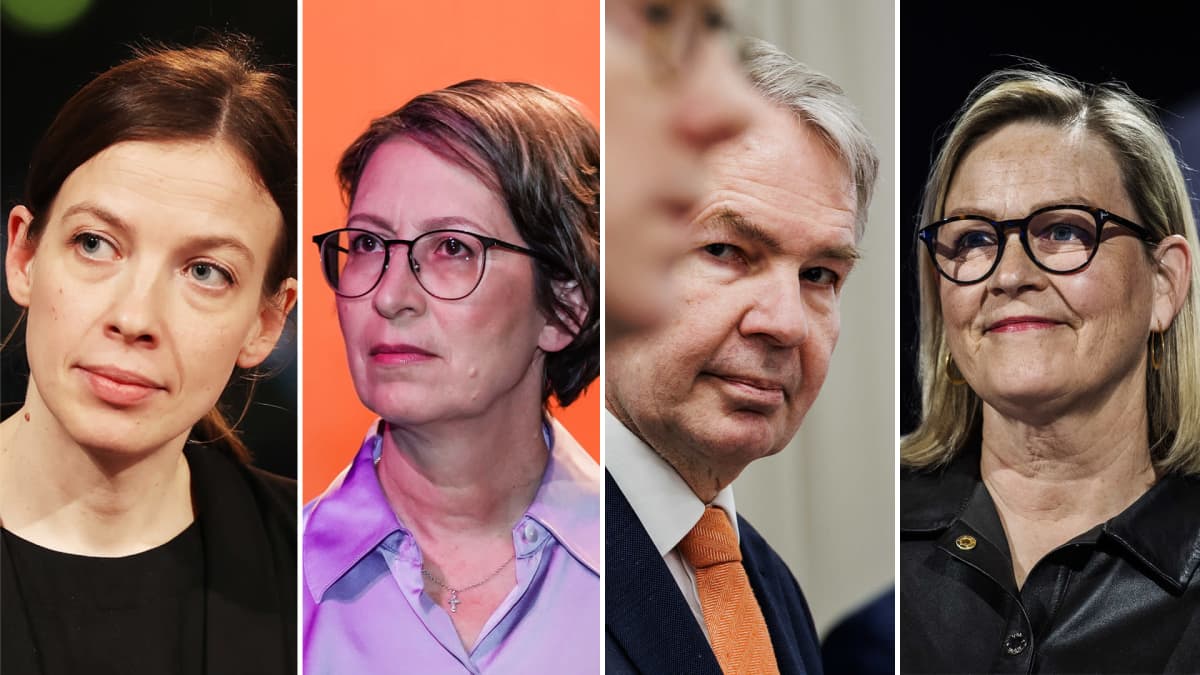 Kuvakombo poliitikkojen kasvoista: Li Andersson, Sari Essayah, Pekka Haavisto ja Eva Biaudet.
