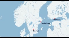 Kartta osoittaa Sävsjön sijainnin
