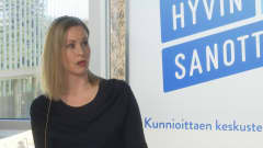 Vasemmiston kansanedustaja Hanna Sarkkinen Ylen Hyvin sanottu -keskustelussa Oulussa.