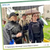 Sanna Marin Butšassa Segodnya-median Telegram-kanavallaan julkaisemassa kuvassa.