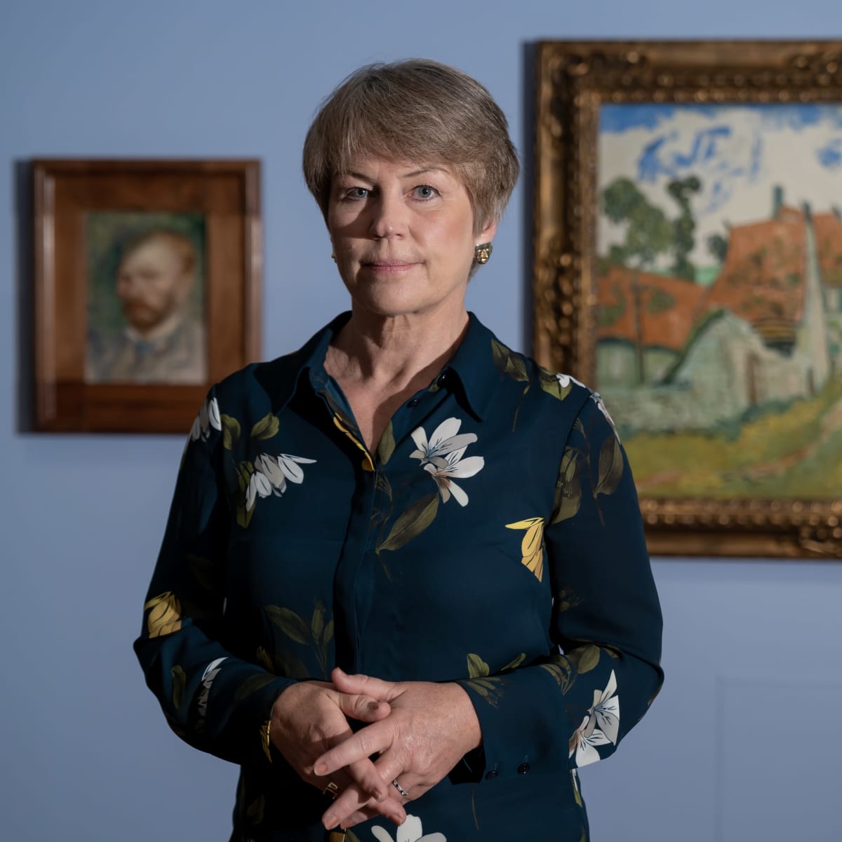 Didrichsenin taidemuseon johtaja Maria Didrichsen kuvattuna Vincent van Goghin "Tie taiteilijaksi" näyttelyssä, Kuusisaari, Helsinki, 2.9.2020.