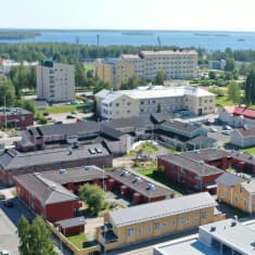 Kemin keskusta droonilla kuvattuna