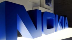 Nokia yhtiön logo Espoon pääkonttorissa.