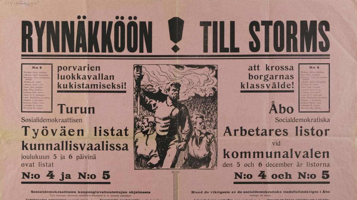 Rynnäkköön! Työväenliikkeen kunnallisvaalijuliste Turusta 1921.