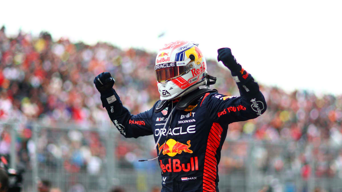 Max Verstappen tuuletti Kanadan GP:n voittoa.