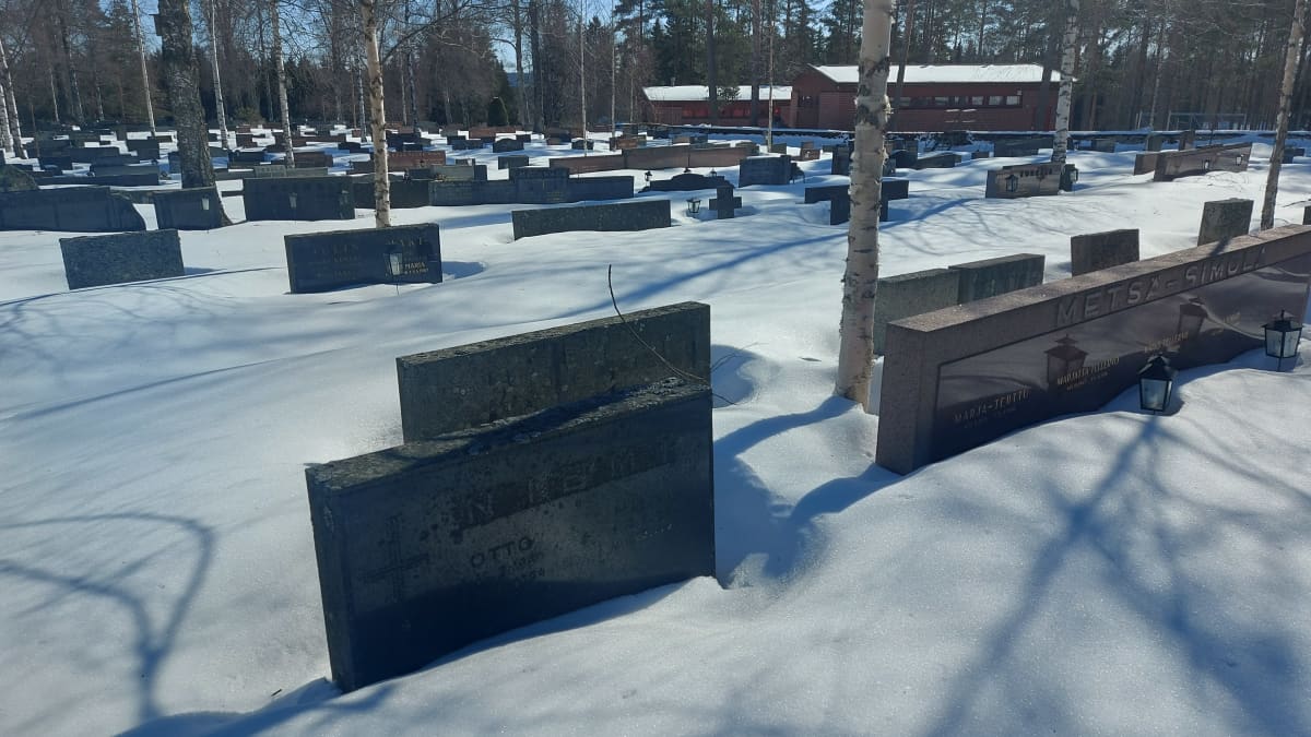 Hausjärven hautausmaata lumisessa maisemassa.