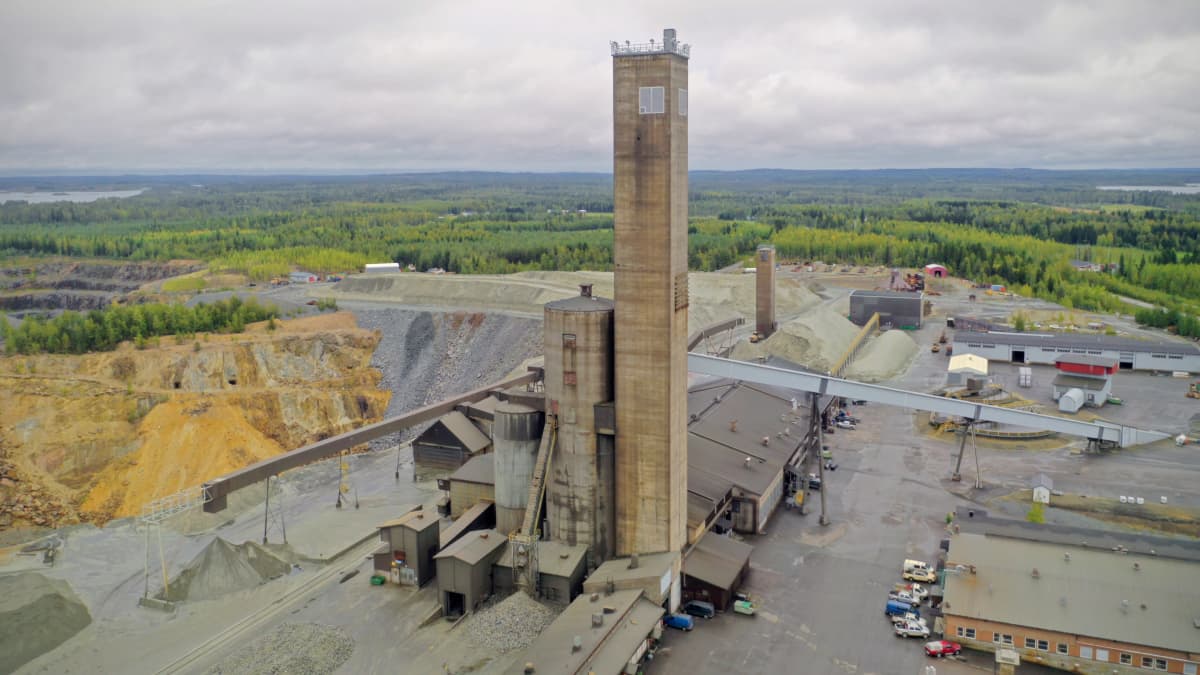 Pyhäsalmen kaivosalue ilmakuvassa syksyllä 2020