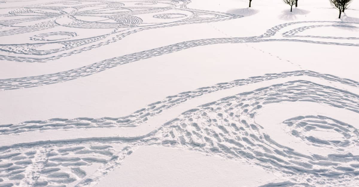 Watch: Snowshoers make intricate snowflake patterns on Finnish golf course
