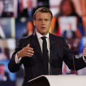 Ranskan presidentti Emmanuel Macron puhui Euroopan tulevaisuuskonferenssin avajaisissa Strasbourgissa.
