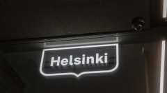 Helsinki logo valokyltti. 