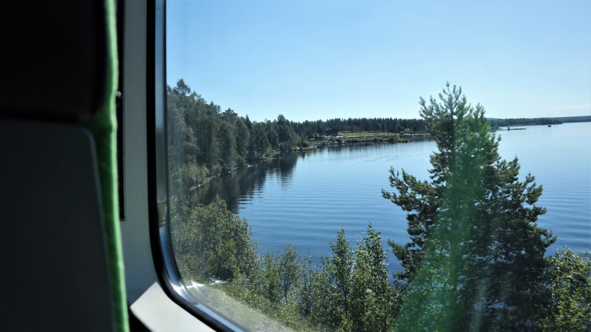 Kesäinen maisema junan ikkunasta.