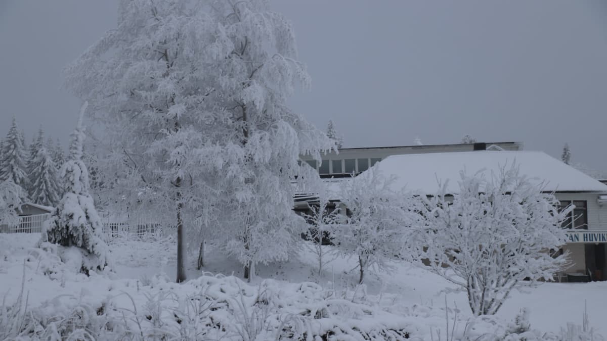 Lunta vaaran päällä, takana näkyy Naapurinvaaran Huvikeskus.