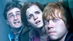 Näyttelijät Daniel Radcliffe, Emma Watson ja Rupert Grint.