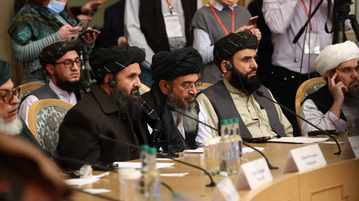 Taliban-liikkeen edustajia kansainvälisessä konferenssissa Moskovassa maaliskuussa 2021.