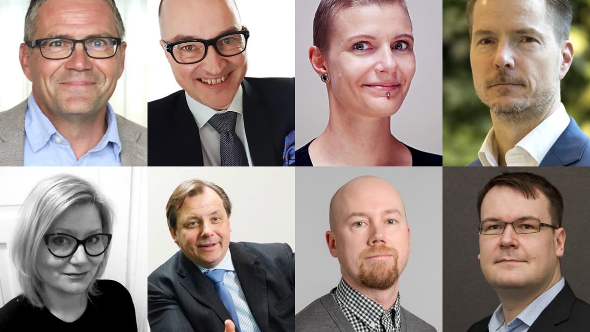 Tom Holmroos, Teuvo Sankila, Sanna Reponen, Matti Kuittinen; Pihla Rostedt, Teppo Rantanen, Juha Vaaraniemi, Mikko Hurskainen.