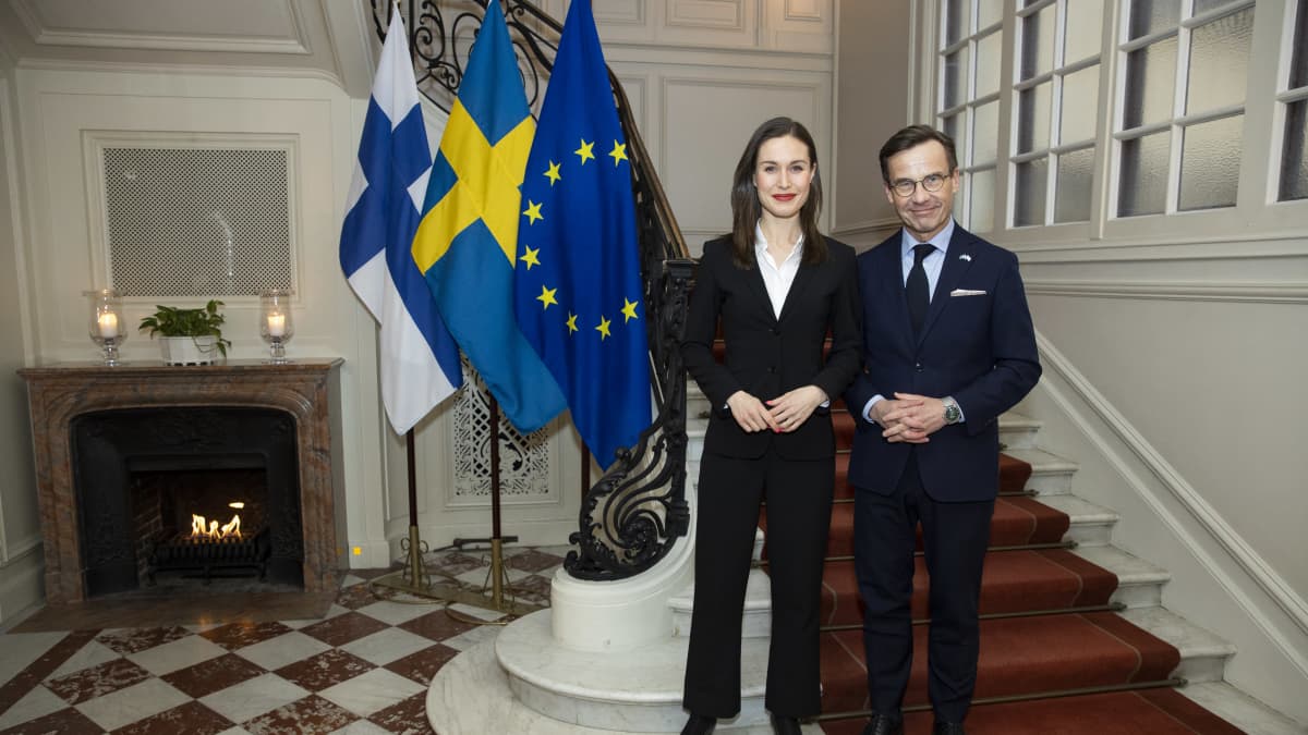 Pääministerti Sanna Marin ja Ulf Kristersson Tukholmassa 2.2.2023