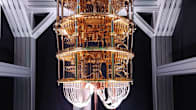 Quantum computing processor that looks like a golden chandelier.