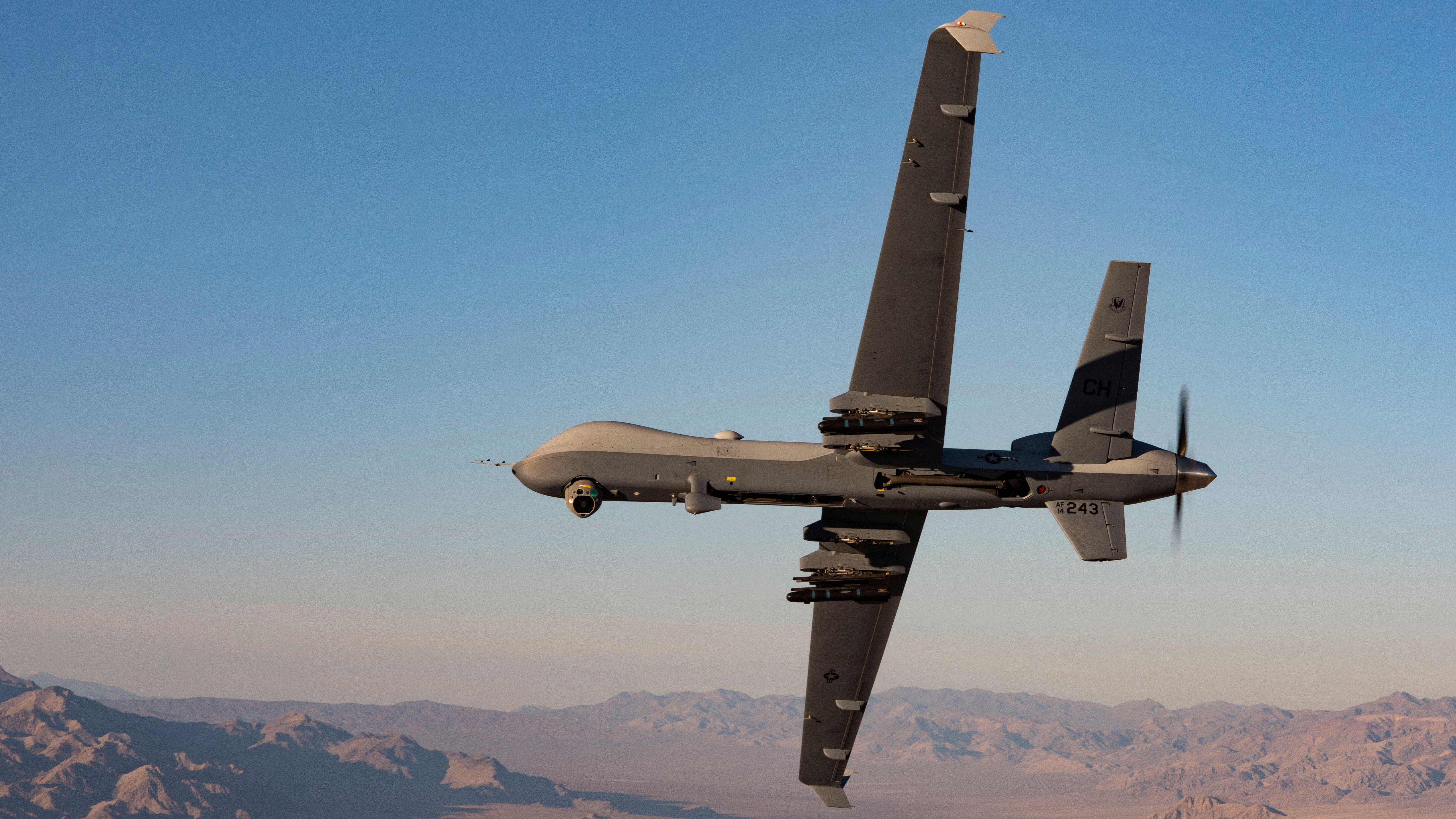 Miehittämätön lentoalus MQ-9 Reaper testilennolla Nevadassa 14.1.2020.